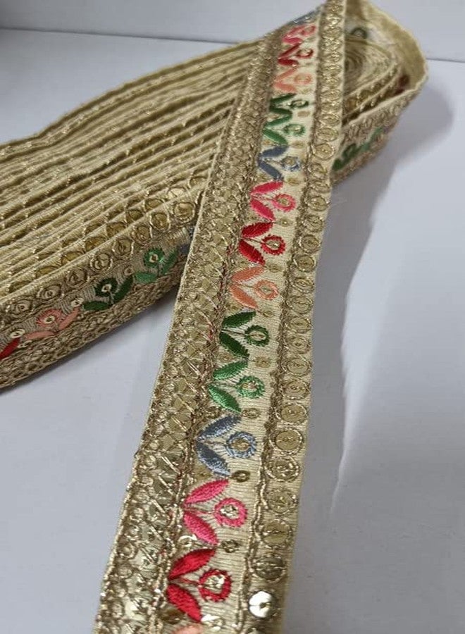 Deep's Creation Deeps Creation 1 Inch Wide Multicolour Saree Lace Border Designer Trims Decoration Craft Lace Gota Lace 9 Meter(Gold) - Image 1